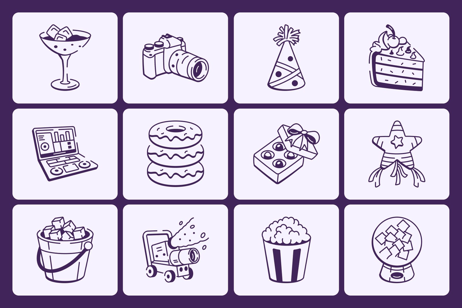 Party and Firework Doodle Set