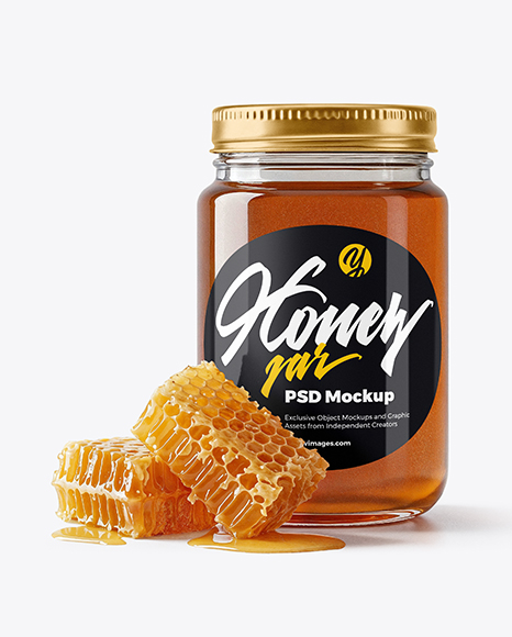 Clear Glass Jar with Sunflower Honey Mockup - Glass+Jar+With+Various+Fillers+Mockup+In+Jar+Mockups+On+Yellow