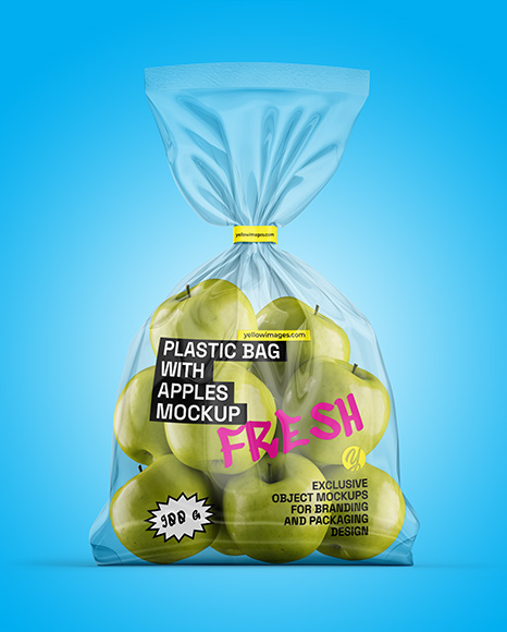 Plastic Bag With Apples Mockup
