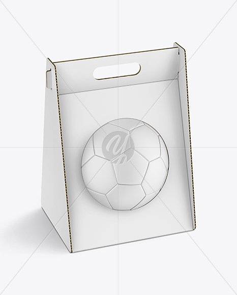 Cardboard Box With Soccer Ball Mockup