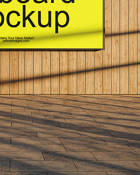 Billboard on a Wall with Wooden Slats Mockup