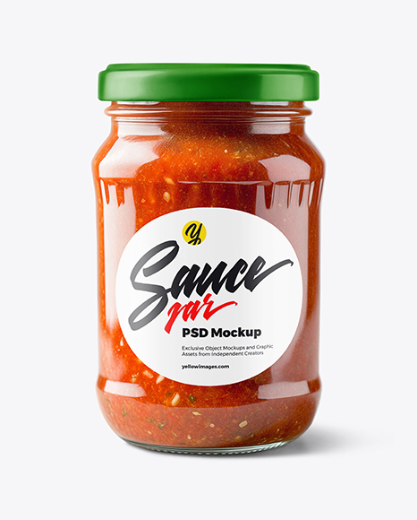 Clear Glass Jar with Marinara Sauce Mockup - Tomato paste mockup