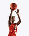 Afro-American Female Basketball Player Wearing Full Basketball Uniform Mockup