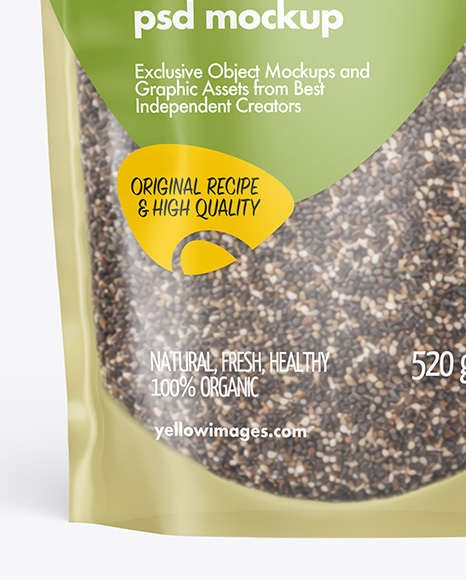 Frosted Stand-Up Pouch w/ Chia Seeds Mockup