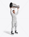 Ice Hockey Player with Stanley Cup Mockup