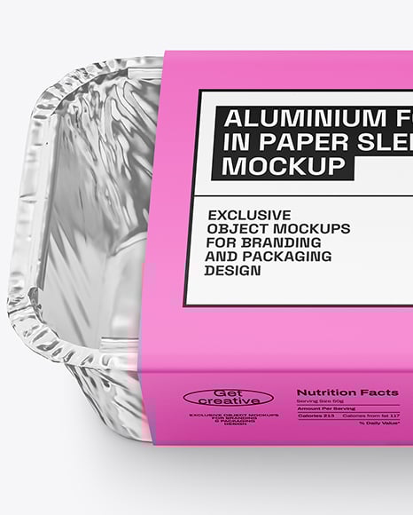 Aluminium Foil Tray Container in Paper Sleeve Mockup