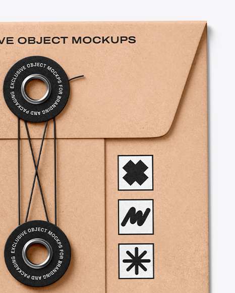 Kraft Paper Envelope with Letter Mockup – Top View