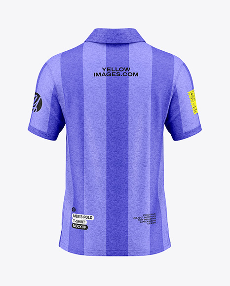 Men's Heather Polo Shirt Mockup - Back View