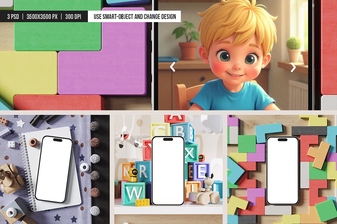 Phone Screen with Kids App Mockup