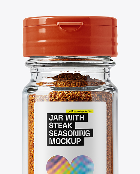 Clear Glass Jar with Steak Seasoning Mockup