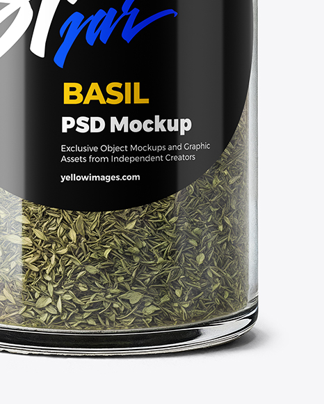 Glass Spice Jar with Dried Basil Mockup