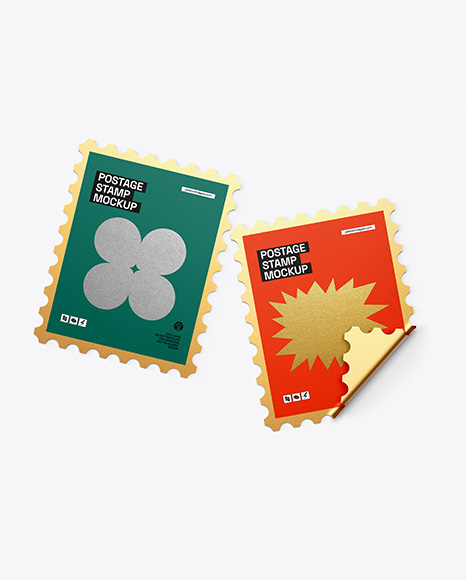 Two Textured Postage Stamps Mockup
