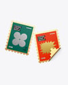 Two Textured Postage Stamps Mockup