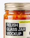 Glass Jar with Sweet Relish Sauce Mockup