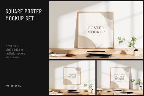Square Poster Mockup Set - Frame mockup