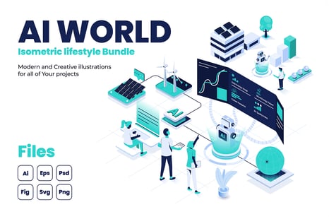 AI & Data Isometric Illustrations – Modern Tech Pack - Dashboard