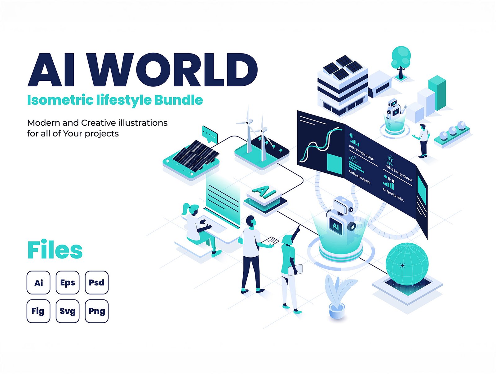 AI &amp; Data Isometric Illustrations – Modern Tech Pack