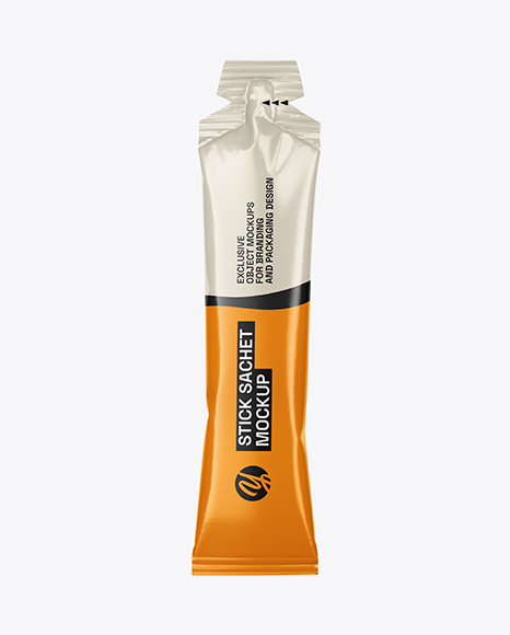 Glossy Stick Sachet Mockup - Front View