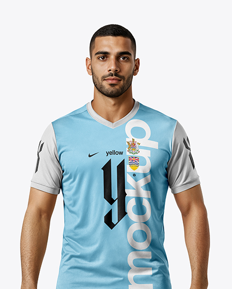 Soccer Player Wearing Jersey and Shorts Mockup