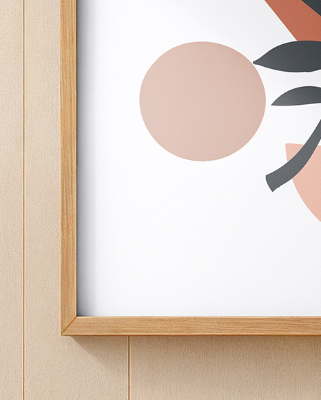 Poster with a Wooden Frame in a Living Room Mockup