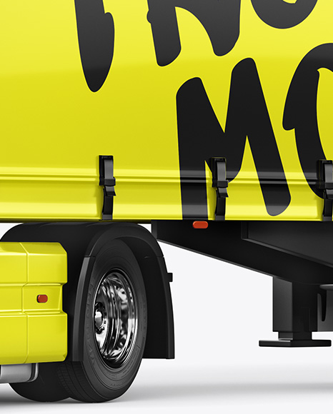 Semi Trailer Truck Mockup - Front Half Side View