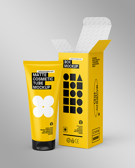 Opened Box With Cosmetic Tube Mockup