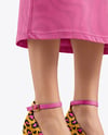 Woman Wearing Dress and Wedge Heels Mockup