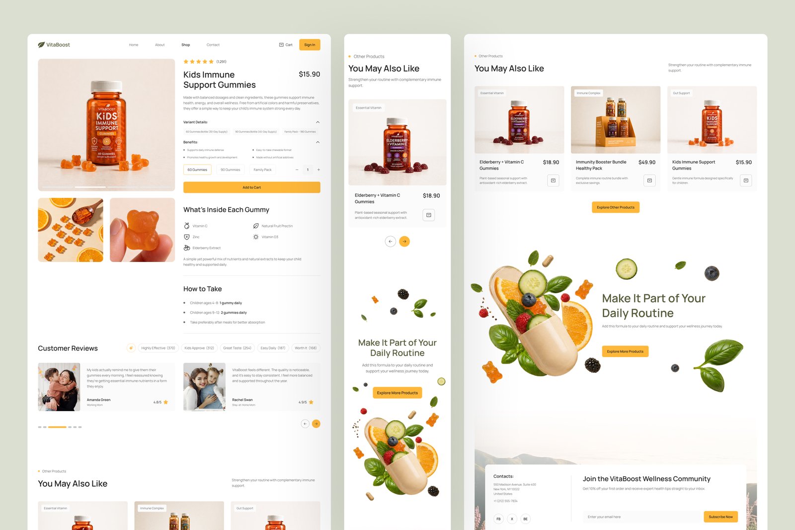 VitaBoost - Health &amp; Nutrition Website UI Figma Template