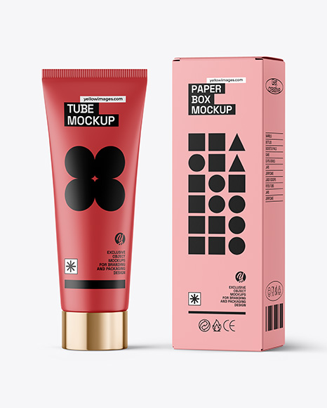 Matte Cosmetic Tube with Box Mockup - Tetra pack mockup
