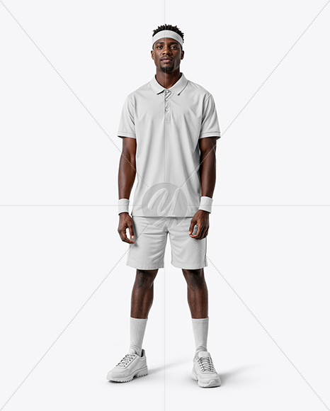 Afro-American Man Wearing Full Tennis Kit Mockup