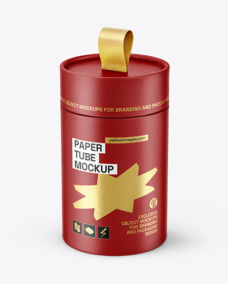Matte Paper Tube with Pull Tab Mockup