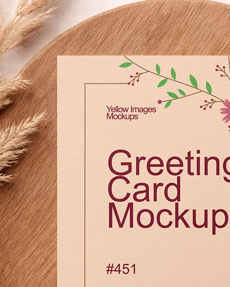 Greeting Card on Wooden Board Mockup