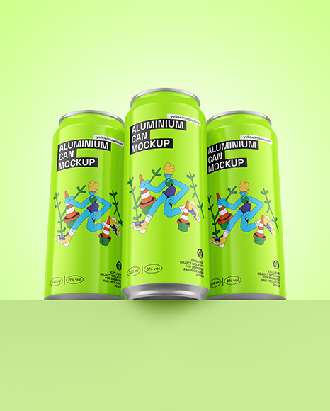 Three Glossy Cans Mockup