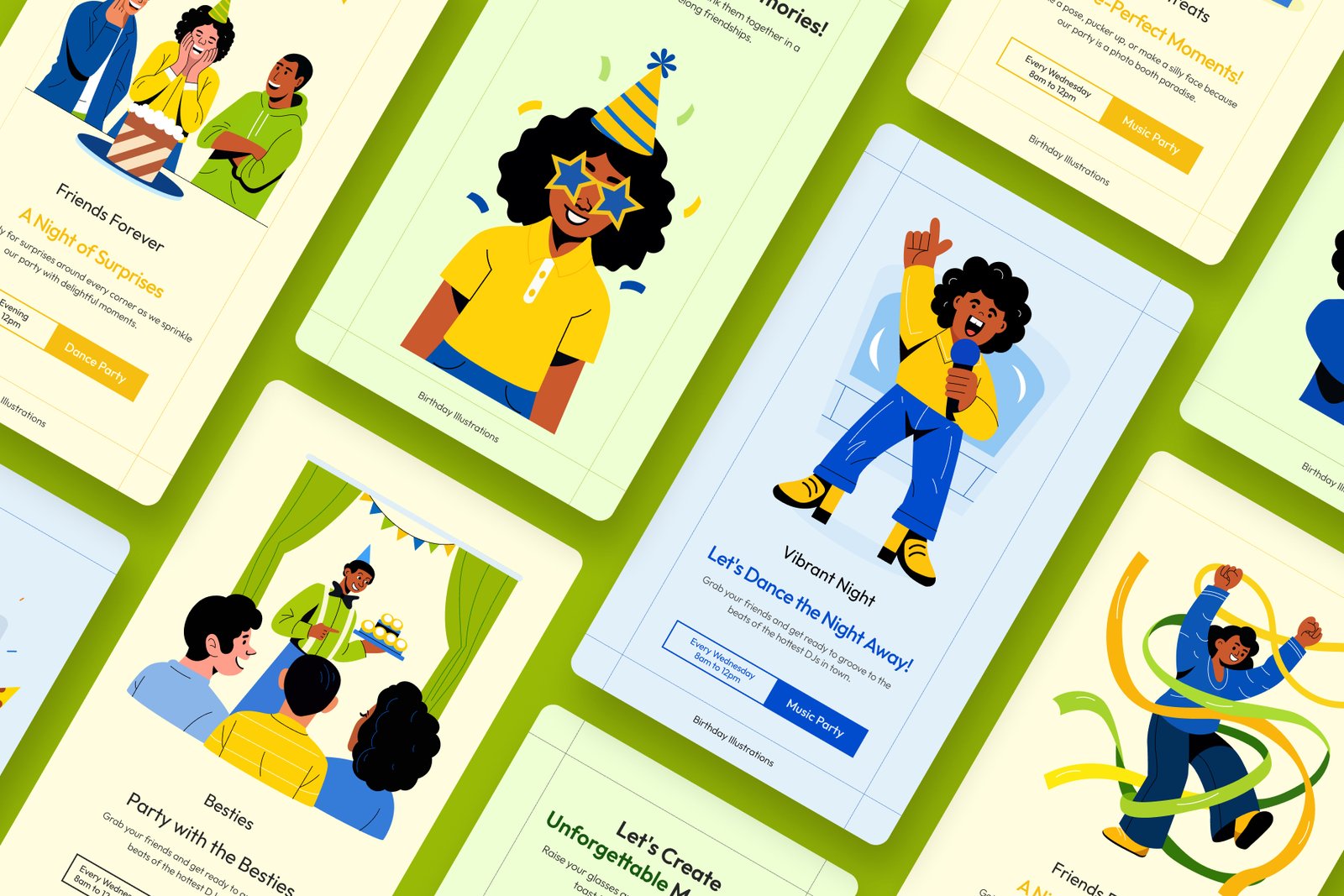 Happy Birthday Illustration Set