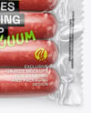 Clear Plastic Flow-Pack with Sausages in Kraft Paper Holder Mockup