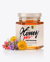 Hexagonal Glass Jar with Wildflower Honey Mockup