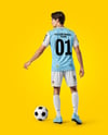 Soccer Player Wearing Jersey and Shorts Mockup