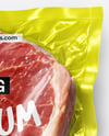 Clear Plastic Flow-Pack with Beef Steak Mockup
