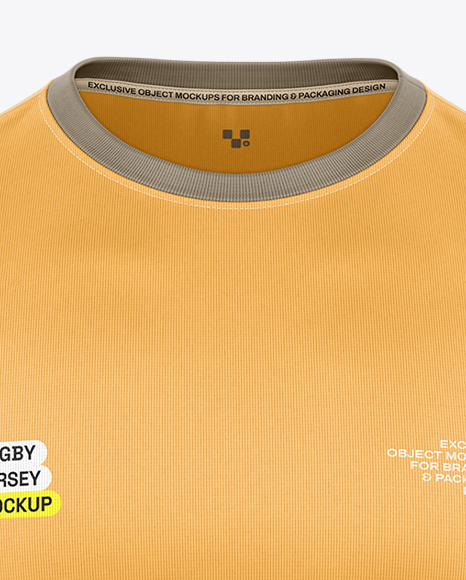 Round Collar Rugby Jersey Mockup - Front View