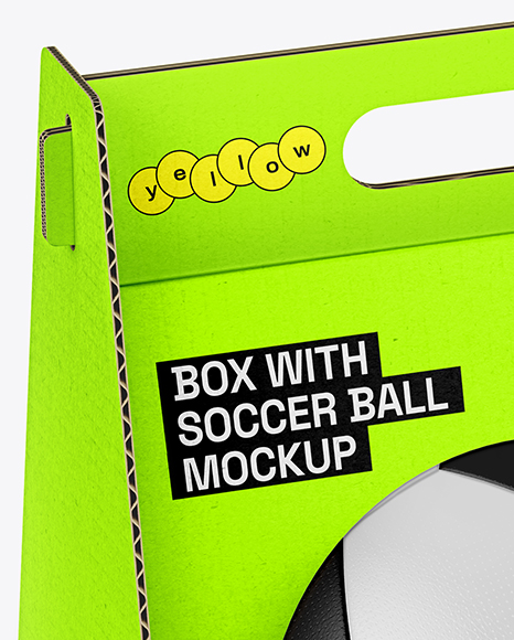 Corrugated Box With Soccer Ball Mockup
