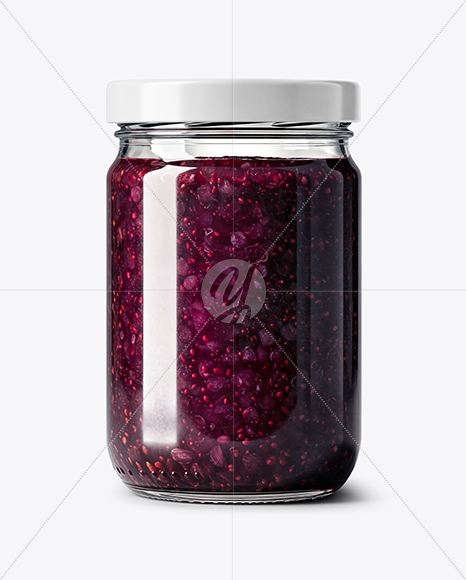 Clear Glass Jar with Black Grape Jam Mockup
