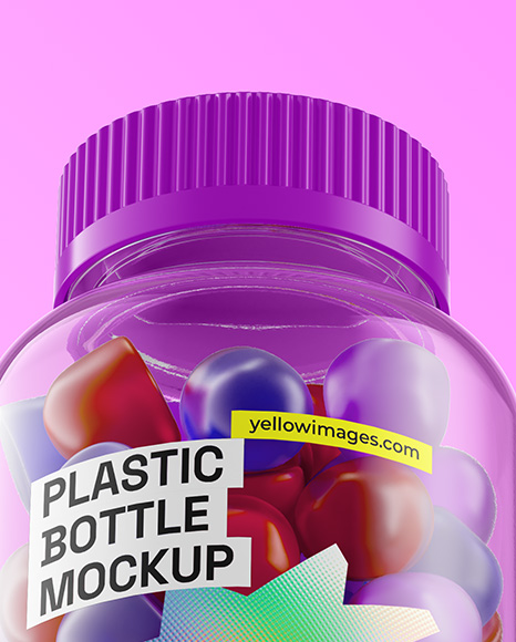 Plastic Bottle with Gummies Mockup