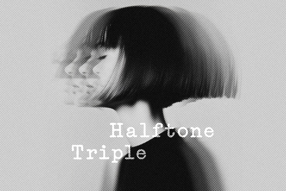 Triple Halftone Screenprint Photo Effect