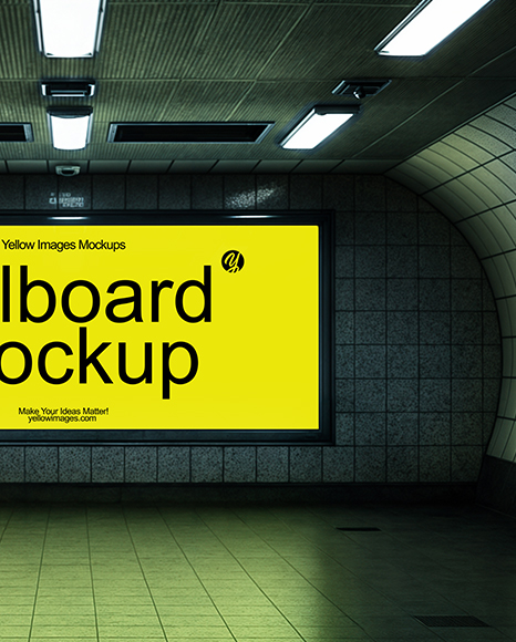 Billboard in Underground Passage Mockup