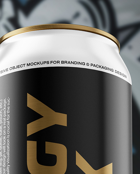 16oz Aluminium Can with Matte Finish on the Block Mockup