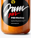Clear Glass Jar with Apricot Jam Mockup