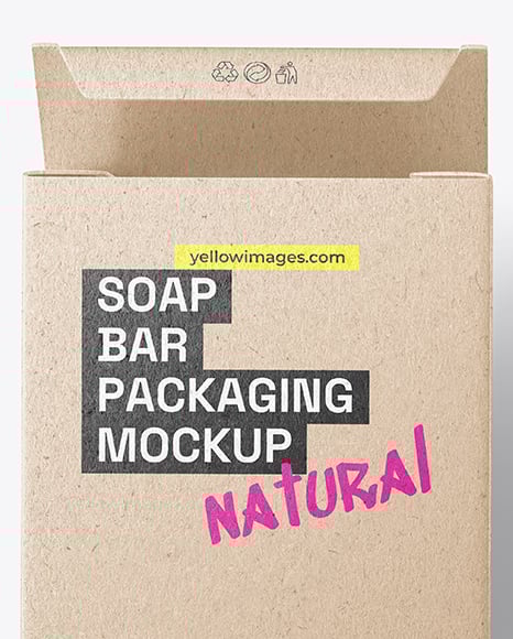 Soap Bar with Kraft Paper Box Mockup