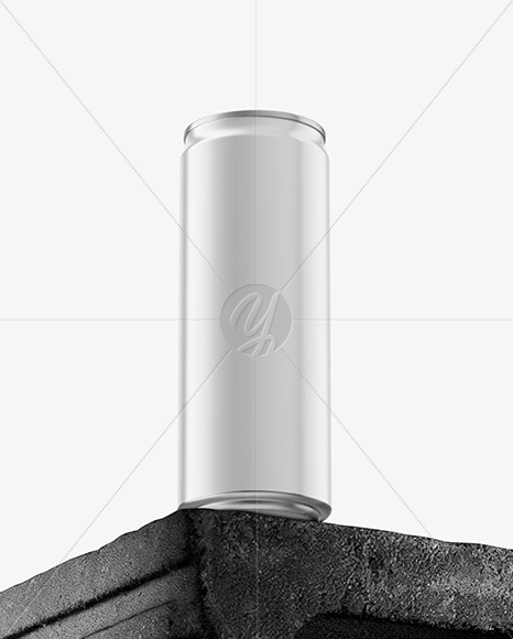 8.5oz Aluminium Can with Matte Finish on the Block Mockup