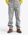 Builder Wearing Bib Overalls and Shirt Mockup