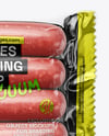Glossy Plastic Flow-Pack with Sausages Mockup